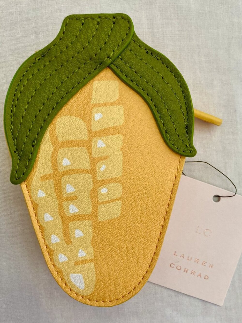 Corn Shaped Vegan Leather Coin Purse--Lauren Conrad Pouch--Huskers